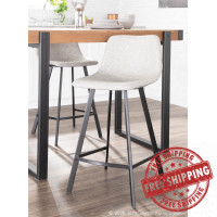 Lumisource CS-OUTLW BK+GY2 Outlaw Industrial Counter Stool in Black with Grey Faux Leather - Set of 2